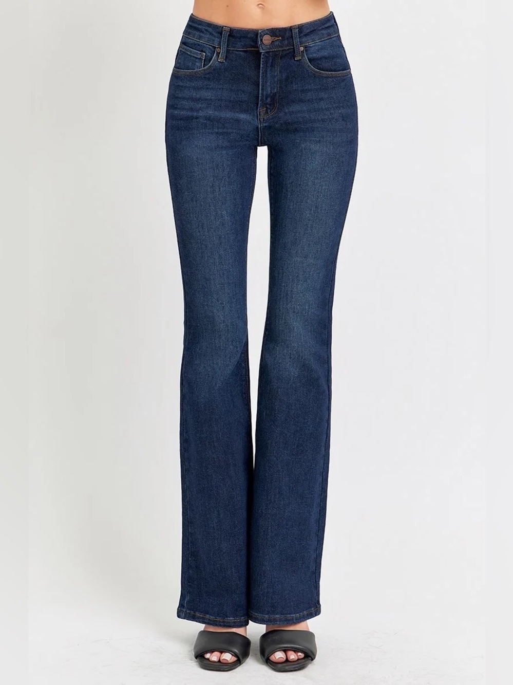 Risen Denim NWT High-Rise Basic Flare Jeans in Dark Blue